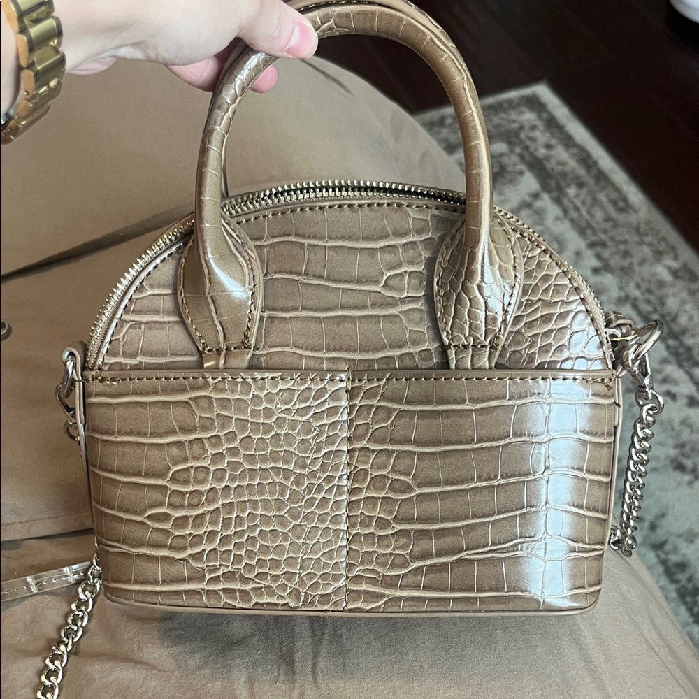 Zara Crocodile-Embossed Mini Bag in Tan